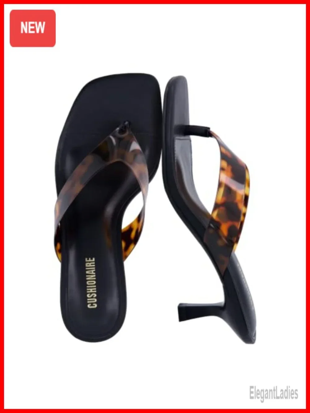 CUSHIONAIRE Mezzo Clear Strap Kitten Heels Square Toe Flip Flop Sandal